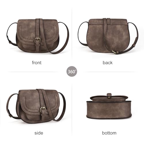 Image of AFKOMST Crossbody Bags for Women,Small Saddle Purse and Boho Cross Body Handbags,Vegan Leather