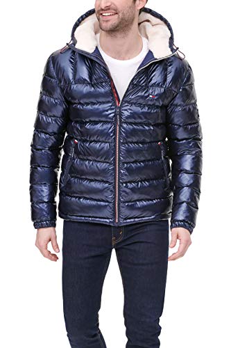 Image of Tommy Hilfiger Men's Midweight Sherpa Lined Hooded Water Resistant Puffer Jacket