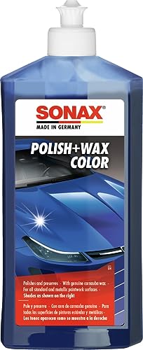 SONAX POLISH+WAX COLOR BLUE (500 ml) - A mid-strength polish with colour pigments and a wax component. | Item No. 02962000-544