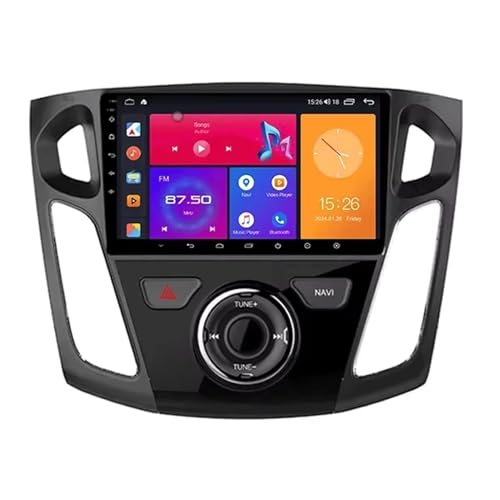 Autorradio Android Double DIN para Ford Focus 3 MK 3 2011 2019 con Carplay y Android Auto Pantalla táctil de 9 Pulgadas Bluetooth Control del Volante GPS navegación FM USB y Wi Fi Manos Libres (8 nú