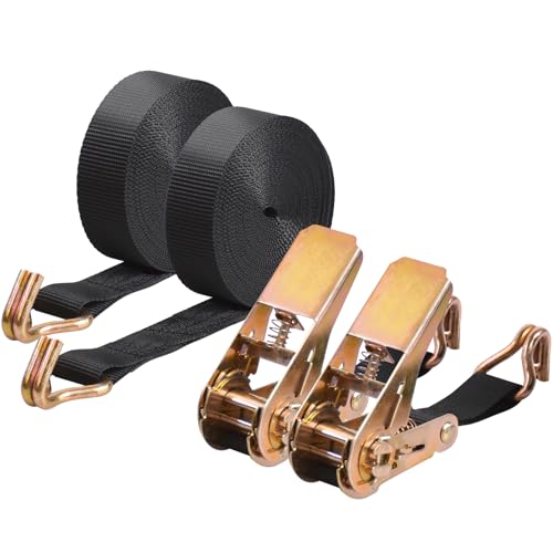 Ratchet Tie Down Straps 20 Ft (2 Pack) - 2200lbs Break...
