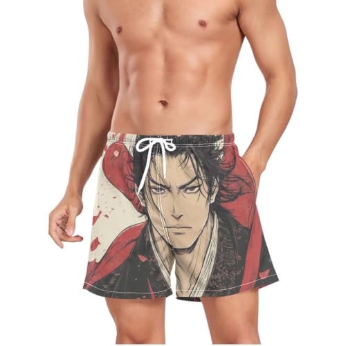 Pantalones cortos de natación de secado rápido con diseño de samurái 4