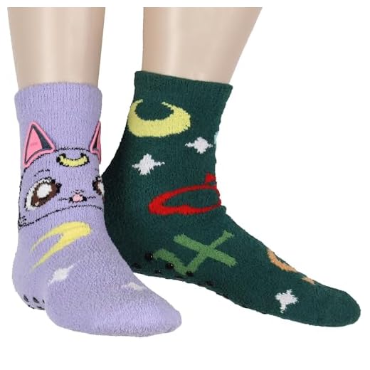 Bioworld Sailor Moon Socks - Calcetines para mujer, diseño de orejas 3D Artemis y Luna, peludas, media pantorrilla, anime, para adultos, paquete de 2 calcetines, Multi colorido, Talla única