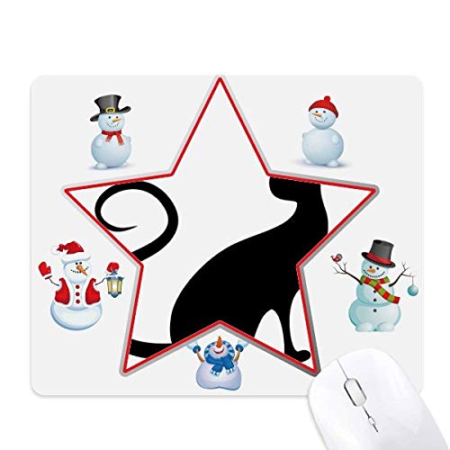 Tapis de souris chat noir motif hiver féerique idée cadeau idéale
