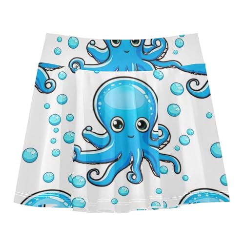 Joisal Athletic Shorts for Girls Skorts Cute Blue Octopuses Tennis Skirts for Kids Personalized Teen Skirt 3t