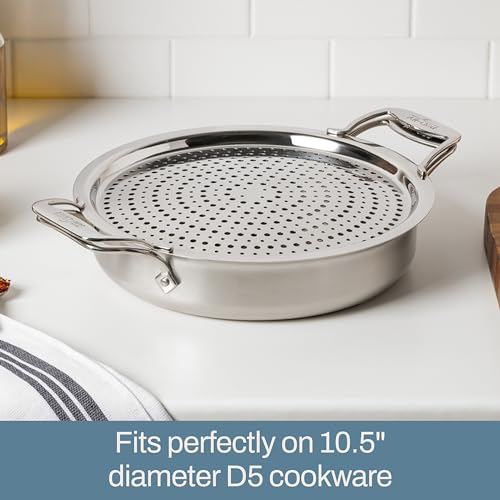Image of All-Clad D5 5-Ply Brushed Stainless Steel Sauteuse with lid and Strain & Splatter Guard, 4-Quart, Induction, Oven & broiler safe up to 600F, Cookware, Kitchen Essential, Pots and Pans, Silver