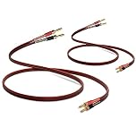 WOWLED 2 Pack High-end Pure Copper HIFI OFC Speaker Wire Cable with Banana Plug, 3m Gold-Plated Banana Tip Plugs 600 Strand 14 AWG for Audio Speaker HIFI System (3m / 9.8FT)