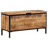 vidaXL Caja de almacenaje Madera Maciza de Mango Rugosa 82x30x43 cm, Caja de Mantas, Cofre de Almacenamiento, baúl de Juguetes, Caja de Juguetes