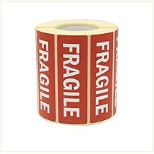 Virsus 1 Roll of 1000 Fragile Adhesive Labels Rolls with Fragile Writing 90 x 30 White on Red Handle with Care Handle with Care