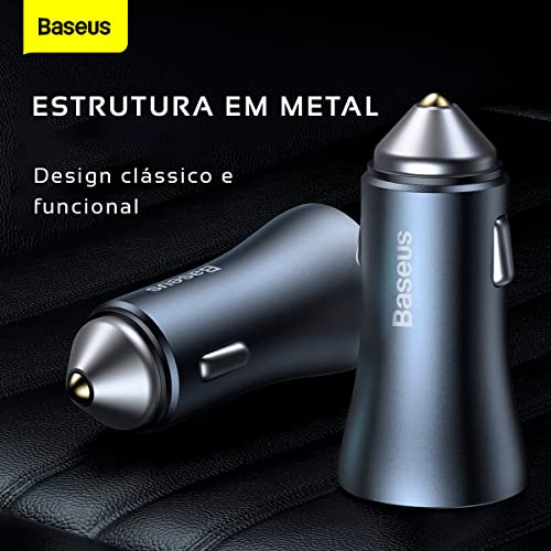 Carregador Veicular Baseus 2 saidas USB tipo C/USB turbo 40w - Grafite