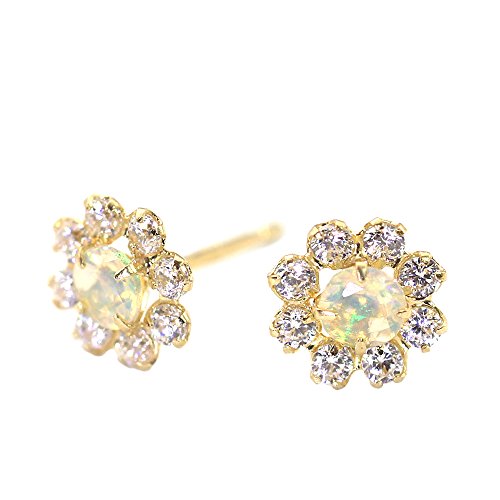 ［Barzaz(バルザス)］ オパール ピアス 18K イエローゴールド 18金 K18 フラワー 10月 誕生石 レディースのサムネイル