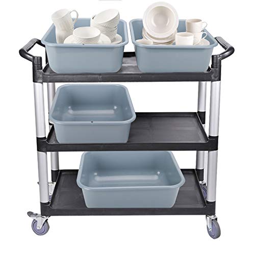 HOZEON 4 Pack Grey Plastic Bus Tubs, 14L 3.7 Gallon Wash Basin, Bus Box for Restaurant, Kitchen, Cafeteria and More