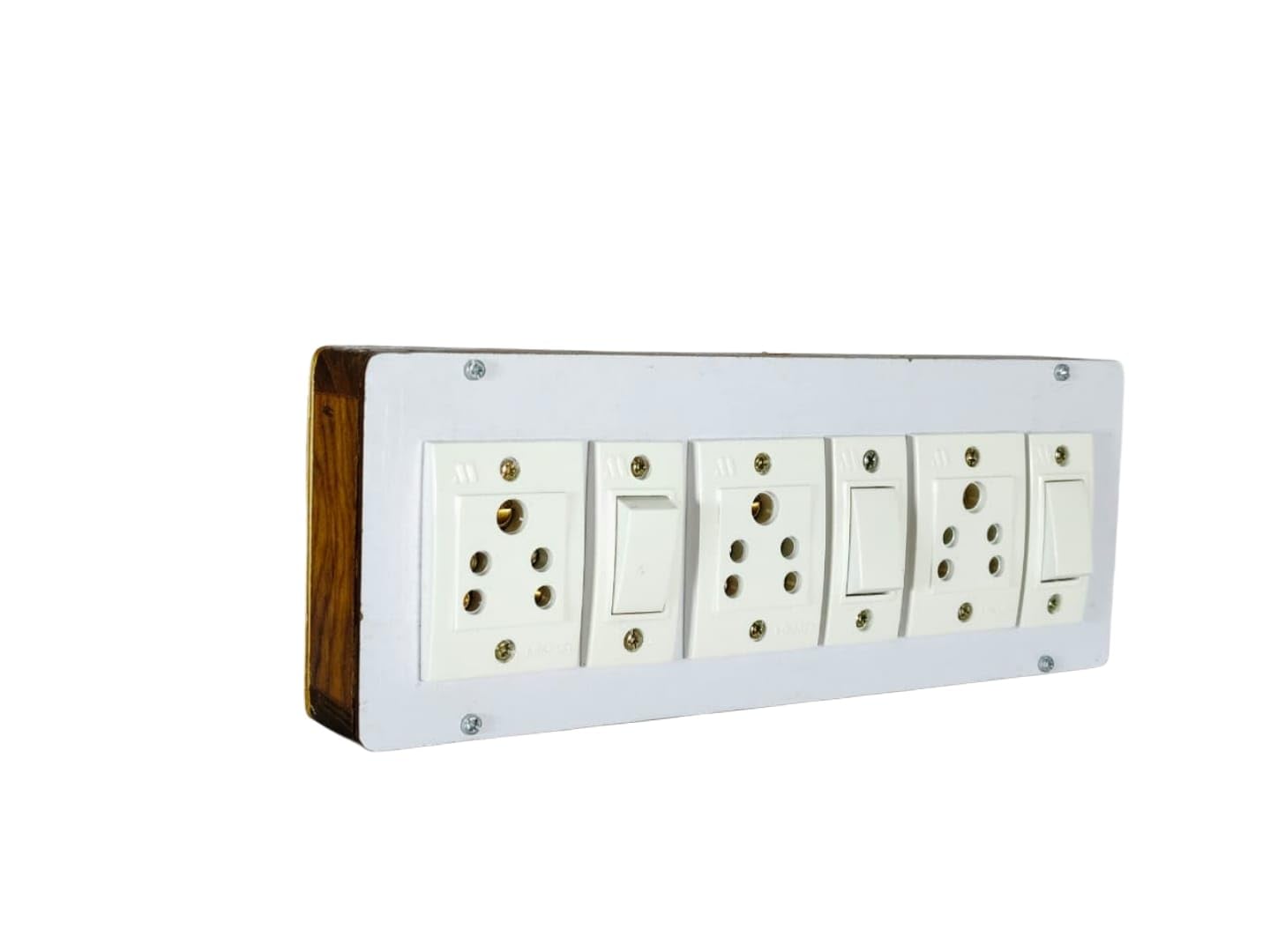 KRIJAS Extension Switchboard with 3 Multi Socket 3 Power Switch, Wall Mounted Switch Board with Wiring Wooden Switch Board Durable Product-image-33