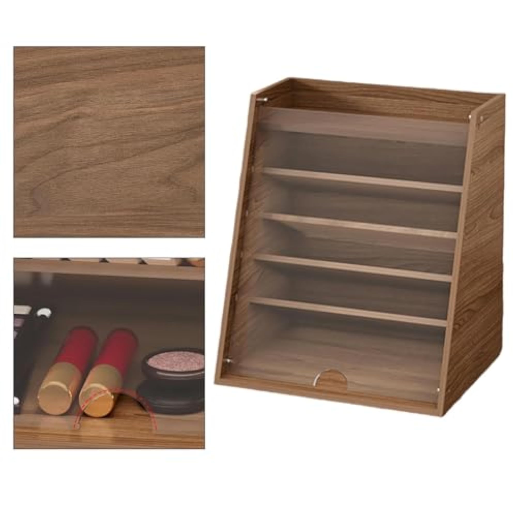Wooden Lipstick Organizer, 6 Level Display Shelf