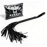 Rubberfashion Leder Peitsche kurz BDSM Peitsche - Erotik Spielzeug - Flogger & Peitschen - Bondage Set für Paare Schwarz 50 cm