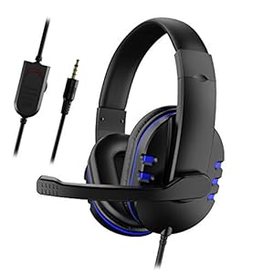 ROSEBEAR Koptelefoon over het oor, koptelefoon met microfoon, computerheadset voor pc, laptop, Xbox (blauw)