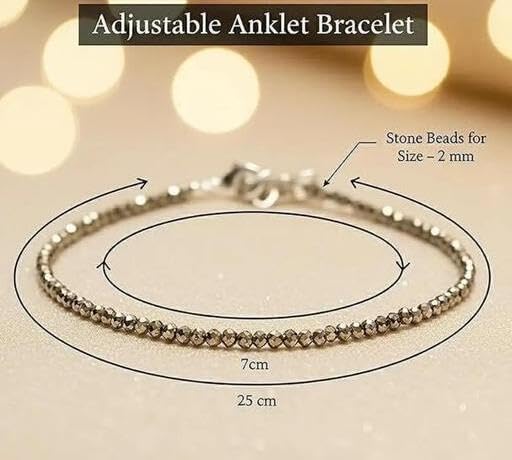 Certified Raw Pyrite Anklet For Women Stylish- Stone of Money, Protection & Power, Money Magnet Pyrite Stone Anklet - Adjustable Spiritual Jewellery Best Gift Item 3