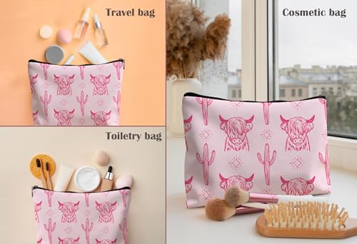 Image of Cow Makeup Bag - Cowgirl Stuff, Gifts for Women - Leather Cow Pattern