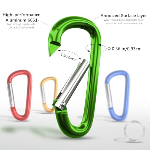 Image of sprookber 4 inch & 5 inch Extra Large Aluminum Carabiner D Ring, Caribeener Clips, Spring Snap Hook for Keychain Clip, Set of 4