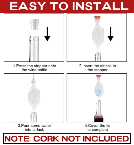 Image of S-Shape Fermentation Airlock for Home Brewing Plastic Bubbler with Dust Cap for Wine Making, Beer, Kombucha & Kimchi Airlock Fermentation Tube for Wine Making kit (L 17cm*W 3cm*H 0.76cm, 2Pcs)