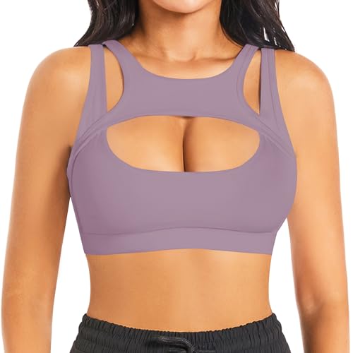 Image of Betaven Push up Sports Bra for Women Sexy Hollow Crop Tops with Removable Cups Workout Fitness Yoga Bra Medium Support