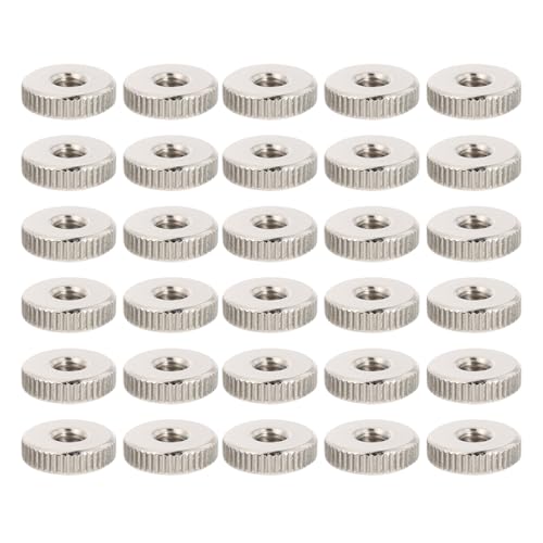 HIAKDOFT 30pcs M4x0.7 Silver Round Knurled Thumb Nuts Locking Adjusting Metal Nuts for Home Supplies and Industrial Fasteners