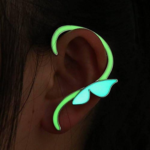 Nice Moment Punk Style Glow In Dark Earrings Animal Fluorescent Ear Cuff Luminous Ear Wrap (Butterfly1)