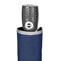 PERLETTI Reflective Folding Umbrella Blue Man Woman Windproof Resistant Brolly Ultra Leightweight Grey Border - Small Compact Umbrella in Fiberglass Automatic Open Close Elegant Travel Pocket