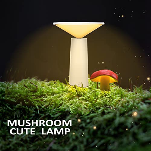 Mushroom Lamp,Cordless Small Table Lamp, Portable Modern Night Decor Light For Ambient,Kids,Bedroom,Living,Rotatable Head - 3 Colors & Dimmable Touch Control,Battery Operated，Rechargeable, Black #TOP6