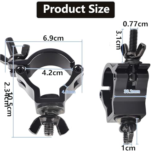 4 Stücke Traversen Klammern Halterung Truss Clamp Half Coupler Bühnenbeleuchtungsklemme Haken Aluminiumlegierung Beleuchtung DJ O-Klemmhalterung für 48-51mm Traverse,100KG Ladekapazität