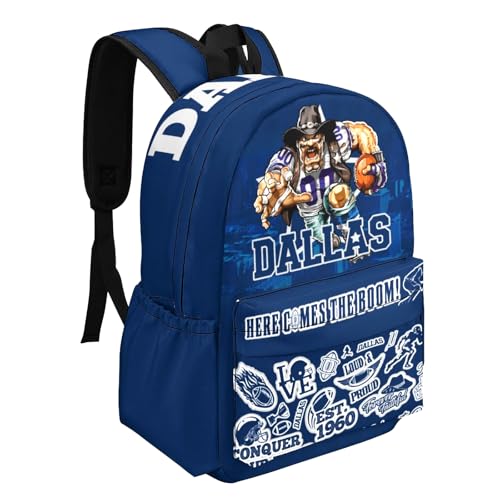 Football Gifts for Dallas Fans, Football Backpack for Men Women, Blue Team Color Large Capacity Bag, Daily Use backpack, Laptop Travel Sport Bag2