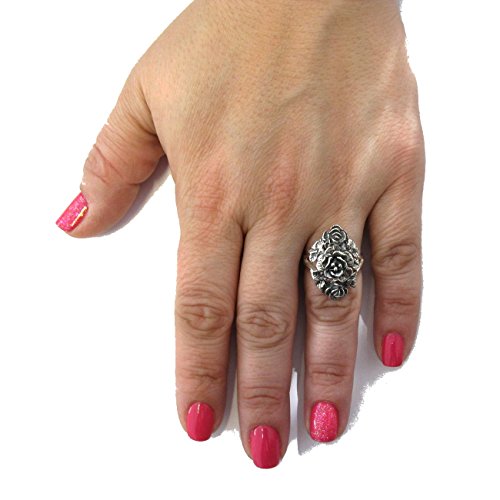Bague en argent massif 925 Fleur rose par Empress alliance artisanale - 4