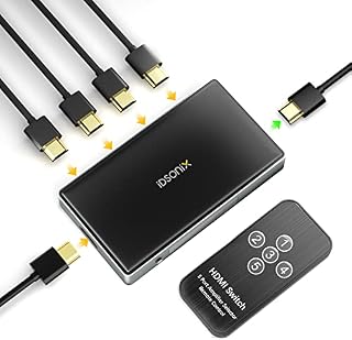 iDsonix HDMI Switch 4K, 4K@60HZ HDMI Splitter, 5 in 1 out HDMI Switcher, HDMI Switcher 4K with Remote for TV, PS5/PS4/PS3, Laptop/PC DVD Blu-Ray Xbox Roku HDTV