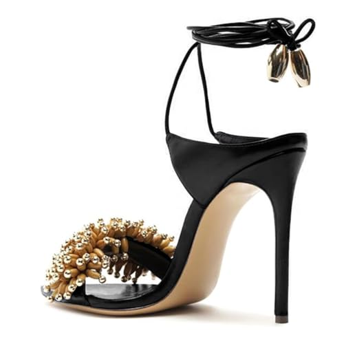 Zszszsu Women's Open Pointed Toe Fashion Sandals Stiletto High Heels Ankle Strap Self-tie Elegant Dress Party Daily Wear Shoes Size 4-16 US2