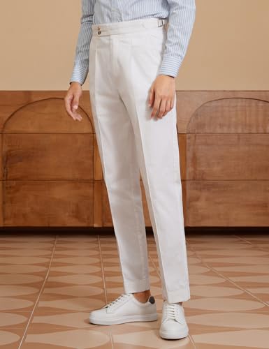 Men's Tapered Leg Gurkha Pants Flat Front Retro Chino Pant Straight Western Pants3