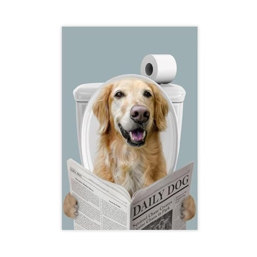 Tableau salle de bain pour mur vide grande toile déco chien 61x91 cm