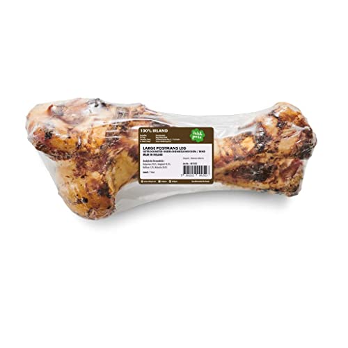 Irish Pure Premium Kauknochen vom Rind für Hunde Hund | Vitamine | Premium | Getreidefrei | Sensitiv | Hundeknochen aus Irland (Large-Postmans-Leg)