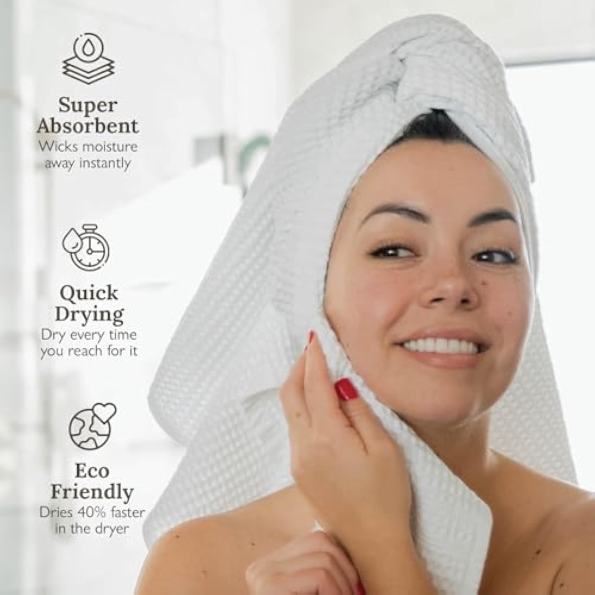Waffle Hand Towels Set of 2, Quick Dry Gift