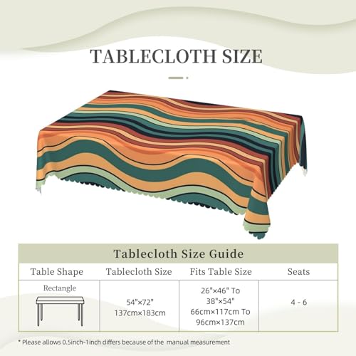 Nappe motif imprimé horizontal ondulé imperméable 137x183 cm lavable pour dîner - 6