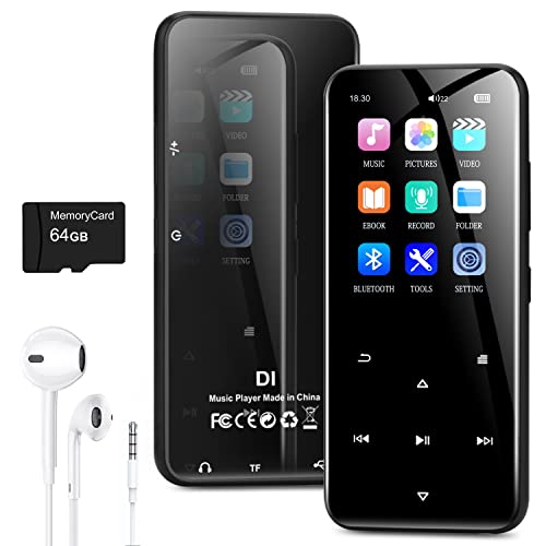 80Gb Mp3 Player With Bluetooth 5.0: Portable Hifi Music Player With 2.4" Screen,Buit-In Speaker, Voice Recorder,Fm Radio,Touch Buttons,Support Up To 64Gb Tf Card For Sport Earphones Included #TOP10