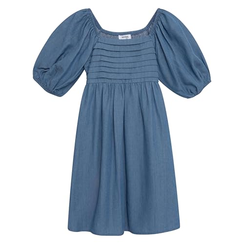 Speechless Girls' Puff Sleeve Babydoll Dress with Pleated Bodice