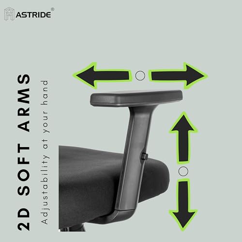 Image of ASTRIDE Aevin Pro Ergonomic Office Chair for Work || 7 Years Warranty || Multi Lock Synchro Mechanism || 2D Soft Arms || 3D Headrest || [Heavy Duty Metal Base, Black]