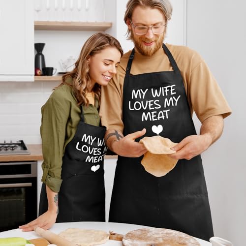 Funny BBQ Aprons for Men Husband Dad Grangpa Black Chefs Apron with Adjustable Neck Strap for Baking Cooking Grilling Gifts for Father's Day Birthday Valentine's Day Anniversary Men Women - YT0363 by LONLONBANG - Used condition - Image 4