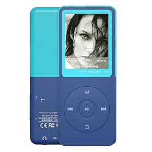Mp3 Player with Bluetooth Music Players,Portable Walkman Mp3/Mp4 Players with Video,Voice Record,Fm Radio,E-Book,Photo Viewer,Alarm Clock,1.8″ HD Screen MP3 Player with SD Card Slot (Blue 32GB)