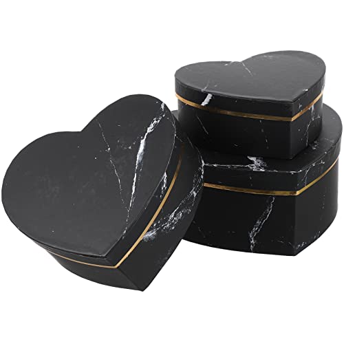 SHINEOFI 3 PCS Cadeau D' Coffre Coeur Forme Coeur Boîte Boîte De Mariage Boîte De Mariage Boîte De Bijoux Boîtes De Stockage Boîtes pour Anniversaire De Mariage Prom Proposez Le Cover