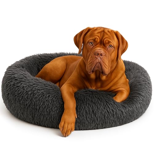 Calming Dog Bed - Fluffy Donut Cuddler for Anxiety Relief, Orthopedic Pet Bed with Non-Slip Bottom...