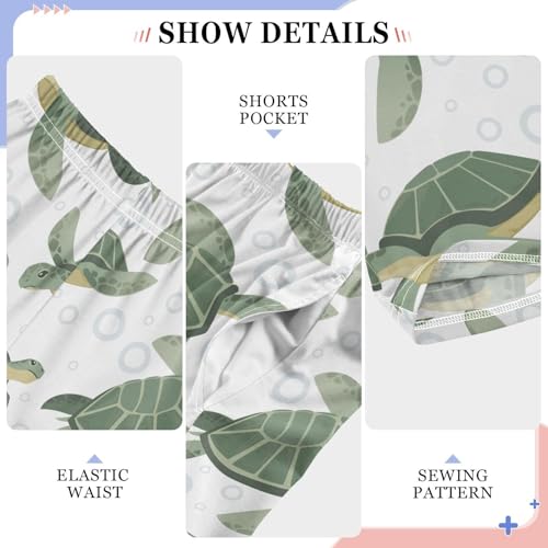 Boys' Pants Big Green Sea Turtle Bubbles Long Bottoms Jogger Pants Elastic Waist Trousers with Pockets S-XL4