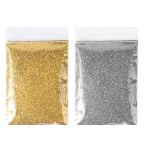JchEnye Ensemble de 100 g de poudre scintillante dorée et argentée Peinture DIY Art décoratif fait main pour les ongles Scintillant pour les fêtes, Noël,...