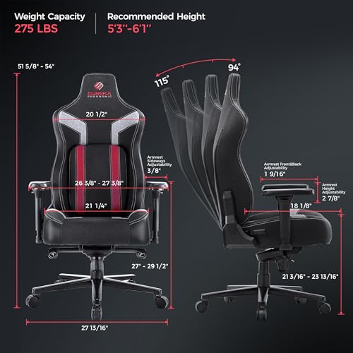 Image of EUREKA ERGONOMIC Gaming Chair GC08, Computer Gamer Chair with Lumbar Support, Racing Style Gaming Chairs with 4.3in Thicken Seat Cushion, Ergonomic Gaming Chair for Adults, Red
