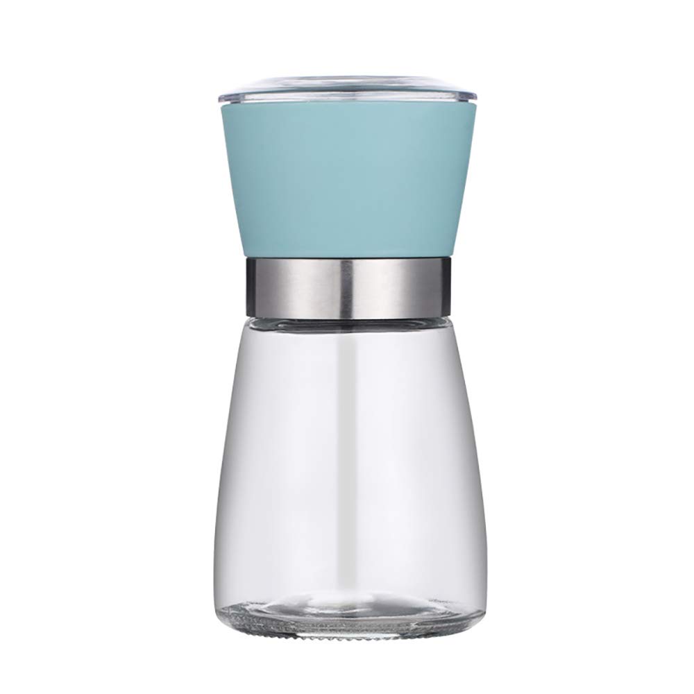 Y-H Pepper Mill Shaker 160ML Salt Grinders Mills Glass Spice Shakers for Party Kitchen Blue Lid